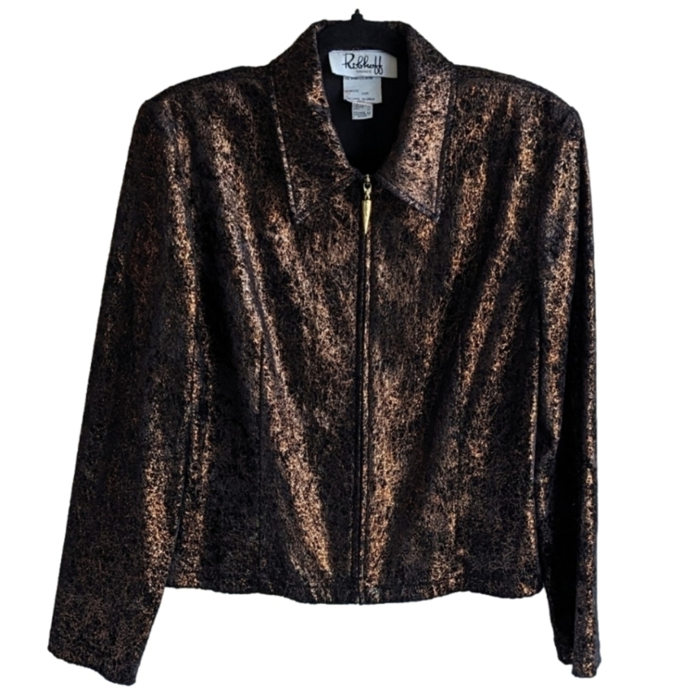 Vintage Joseph Ribkoff Zipup Blazer Copper Unlined 80's M